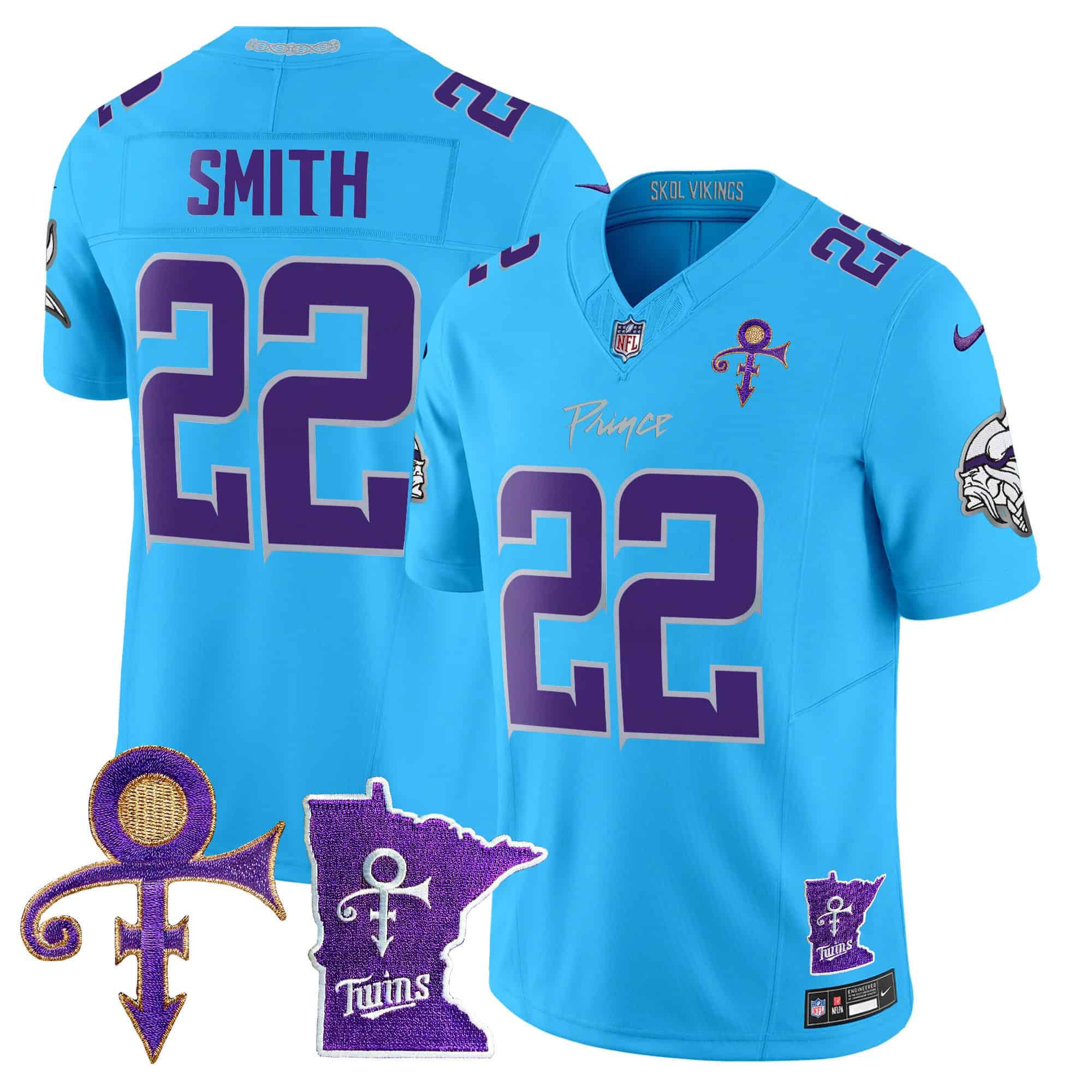 Men Minnesota Vikings #22 Smith Light Blue 2024 Nike Prince Vapor Limited NFL Jersey